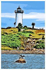 Tarpualin Cove Light Tower in Massachusetts - Digital Painting